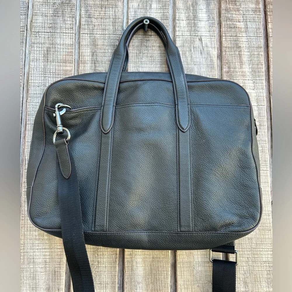 COACH black pebbled leather Metropolitan slim briefcase